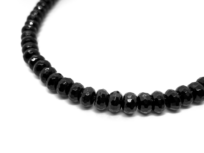 Агат черный граненый форма рондель размер 8*5мм натуральный камень Черный