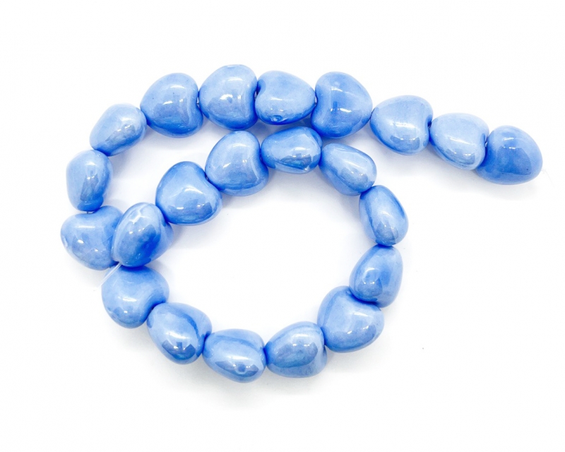 Бусины керамические сердечки цвет синий размер 15,5*12*11мм Синий