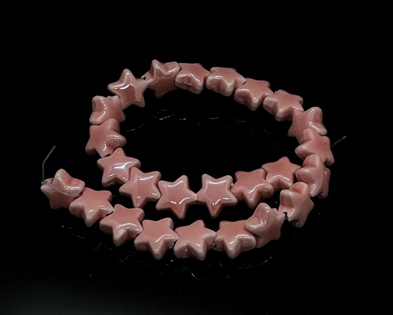 Бусины керамические звездочки цвет розовый (чайная роза) размер 14*8мм Розовый