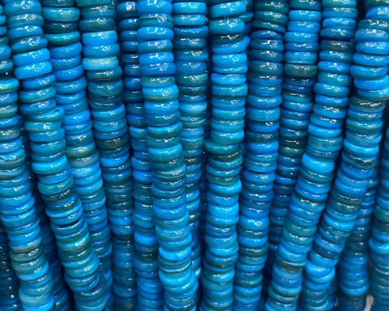 Бусины Перламутр тонированный цвет синий форма диск размер 6*2мм Синий